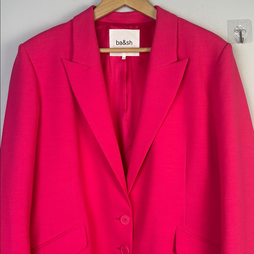 NEW BA&SH Cher Oversized Blazer Fuchsia Menswear Inspired Jacket Feminine Office - Picture 4 of 16